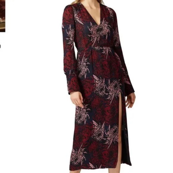 A.L.C Bailey Floral V Neck Midi Dress 2 - Picture 1 of 11